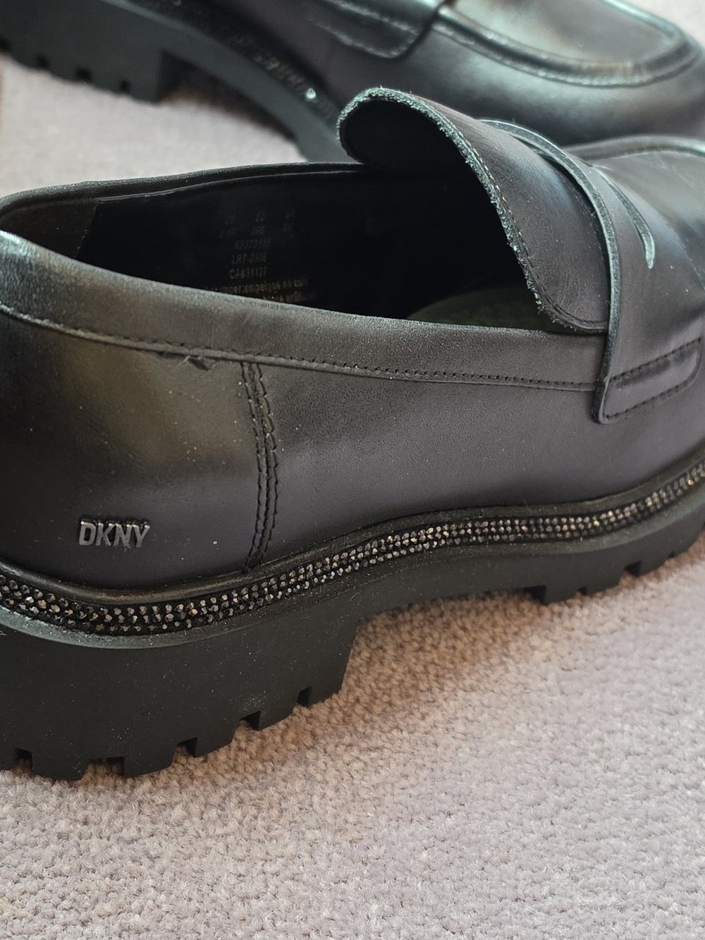 Donna Karan Black Lug-Sole Leather Penny Loafer - Picture 6 of 10